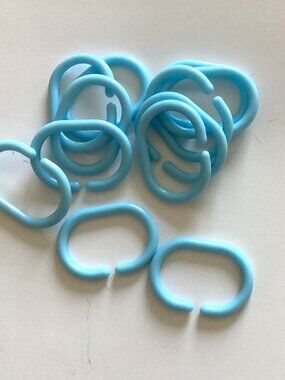 Blue Plastic Shower Curtain Rings Set of 12 Bathroom Accessories